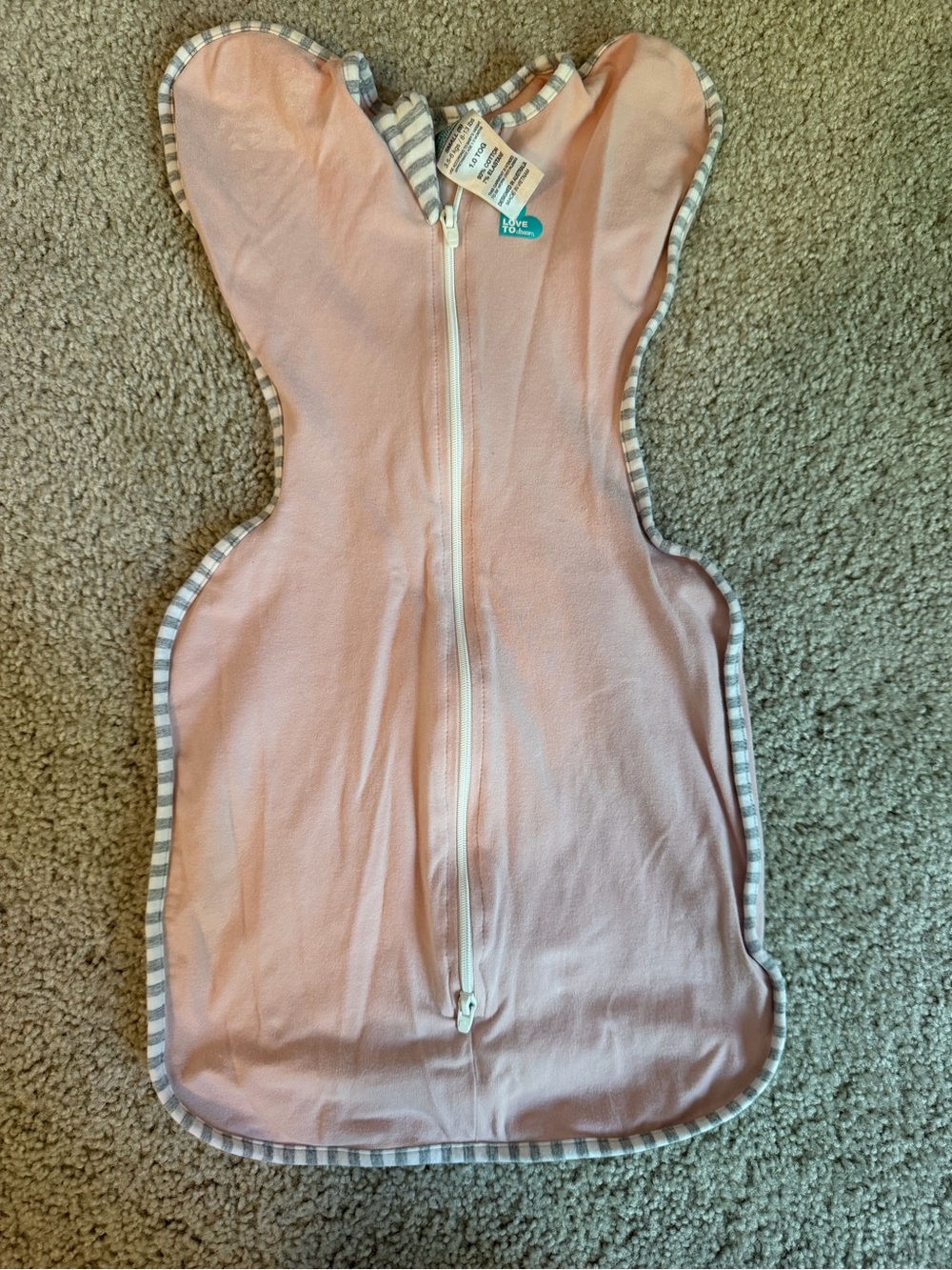 Love to dream Pink Swaddle Sleep Sack with Striped Trim